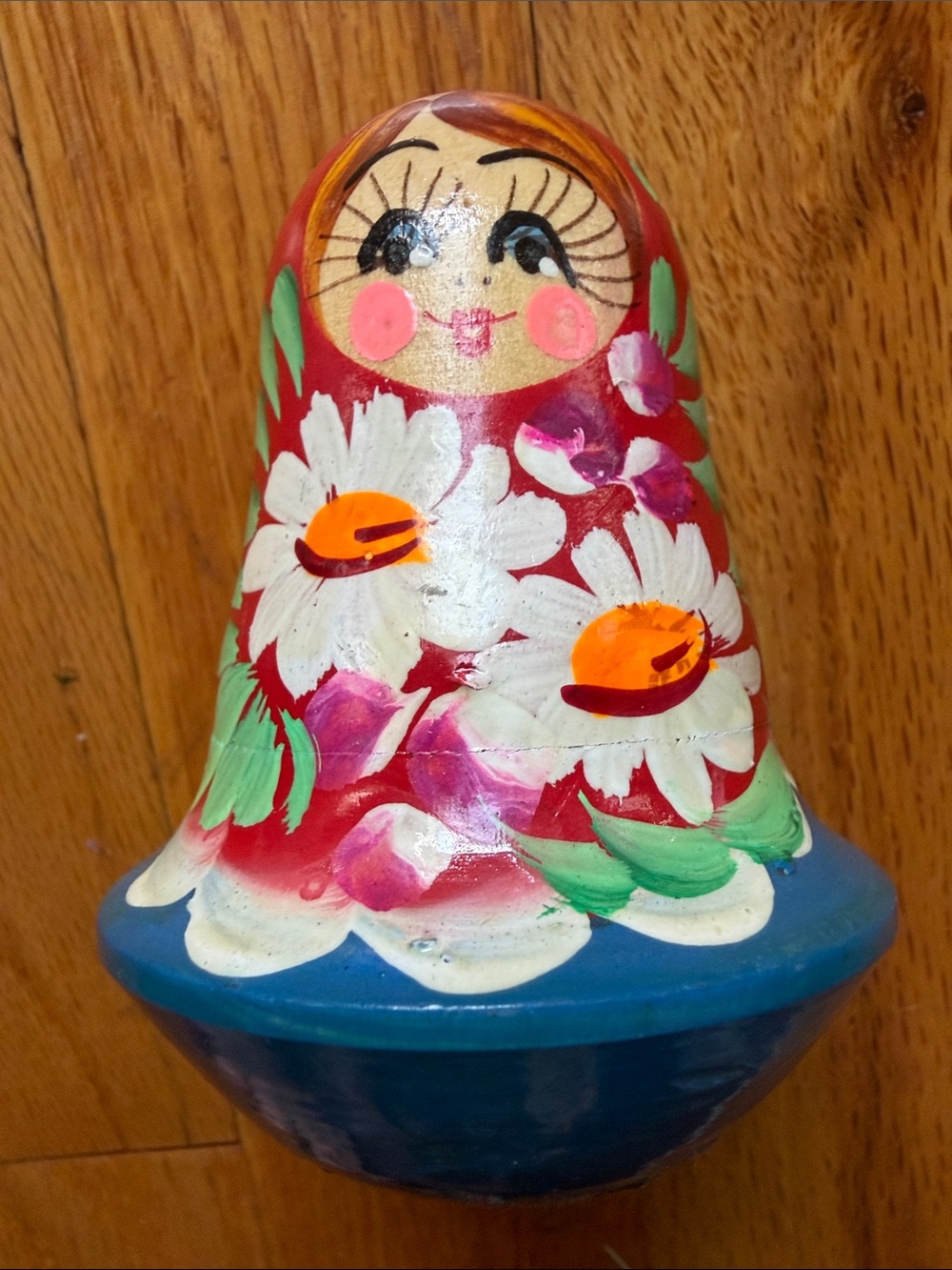 Vintage Russian Nevalyashka Chime Doll | 3.5” Hand-Painted Folk